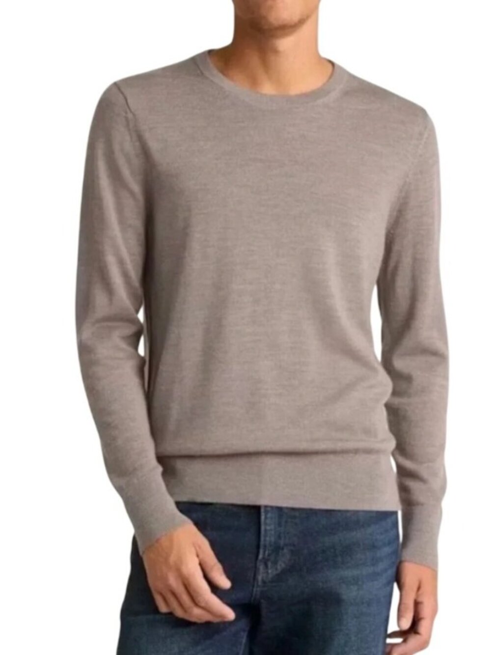Bonobos Men's Crew Neck Fine Merino Wool Sweater Oat Brown Size XXL NIB